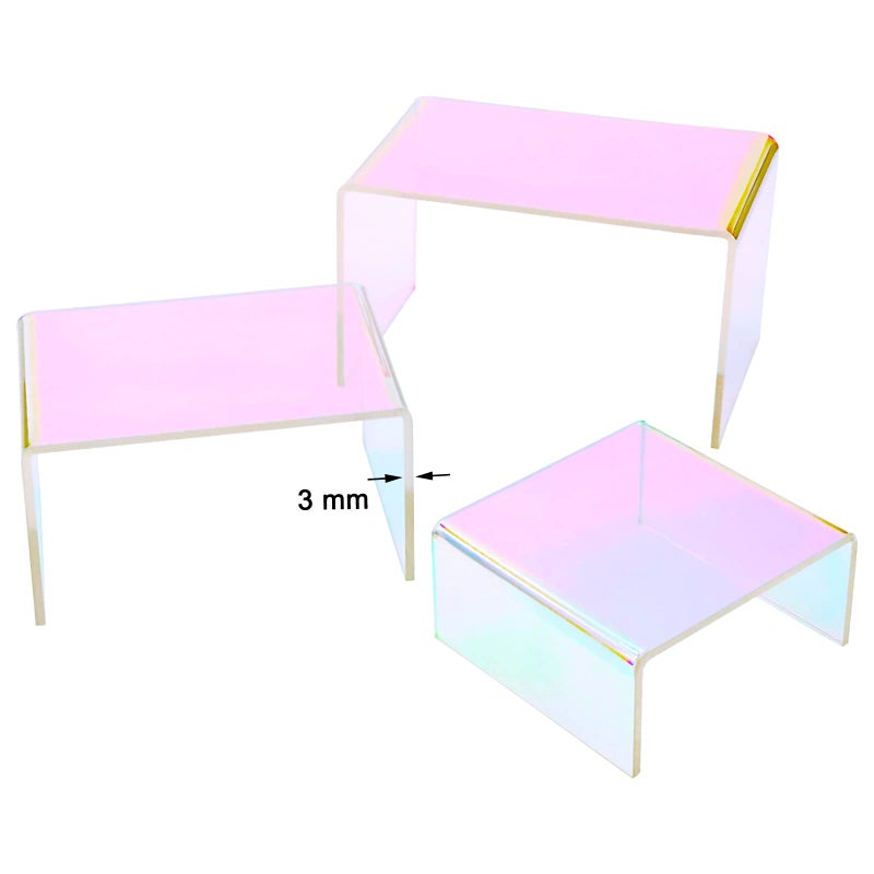 Cerpourt 2 Sets Acrylic Display Risers Colorful Product Stand,Cupcakes Holder Dessert Display Transparent Showcase Stands, Candy Bar Risers, Acrylic Lifts Display for Figures - Image 4